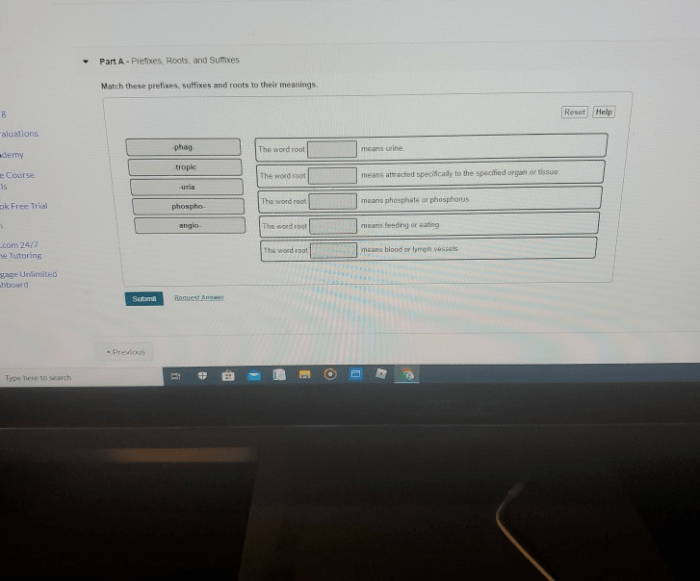 Prefixes match suffixes roots meanings these root word part their solved chegg oste problem been has