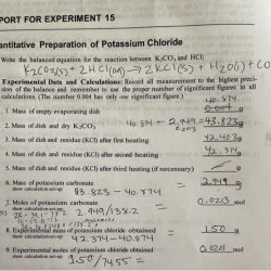 Experiment 15 quantitative preparation of potassium chloride