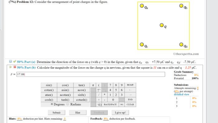 Consider the arrangement of point charges in the figure.