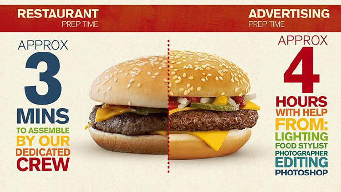 Misleading advertising messages regarding fast food are often given by